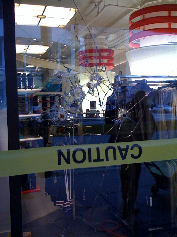 Olympic protesters cause damage - image