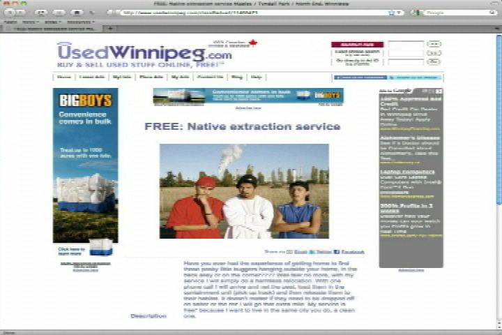 Derogatory web ad condemned by Manitoba native leaders - image