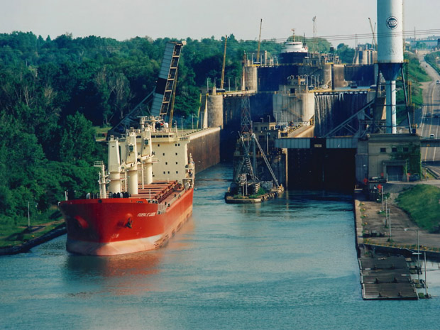 A view of the St. Lawrence Seaway. The first ship of the season to travel up the St. Lawrence Seaway has run aground (FILE).