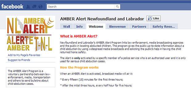 N.L. Amber Alert program creates special page for Facebook subscribers - image
