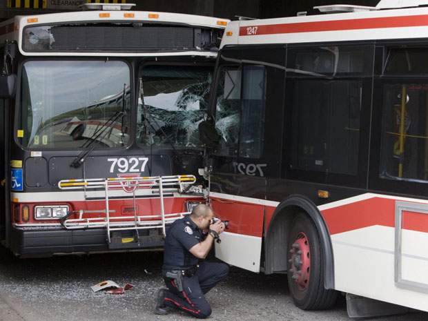 More than a dozen injured after two TTC buses collide head-on - image