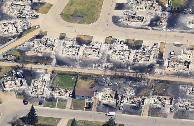 Slave Lake Fire Damage Map: Satellite map of destroyed homes - image