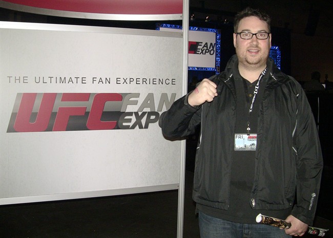 Trevor Fitzgerald, of Fort Frances, Ont., poses for a photo on Friday April 29, 2011 at the UFC Fan Expo in Toronto. zgerald might want to buy a lottery ticket.The Fort Frances, Ont., resident thought he lucked out when he won a draw at a local restaurant that covered his flight, hotel and tickets for UFC 129 on Saturday night at Rogers Centre. THE CANADIAN PRESS/Greg Strong.