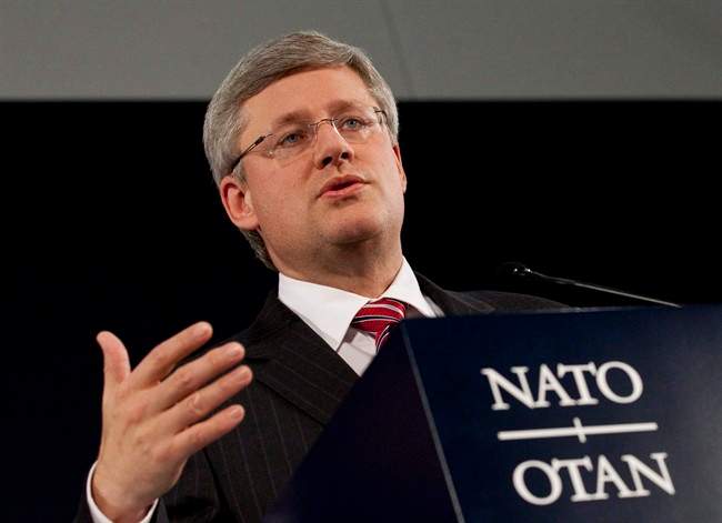 Prime Minister Stephen Harper holds a closing press conference following the NATO-Russia Council at the NATO Summit in Lisbon, Portugal on Saturday Nov. 20, 2010. Harper secretly promised NATO early last year that Canada would consider staying in Afghanistan to conduct army training, according to a leaked U.S. diplomatic cable. THE CANADIAN PRESS/Sean Kilpatrick.