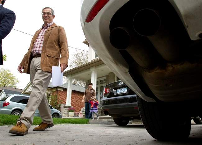 Federal Industry Minister Tony Clement arrives to hold a news conference in Toronto on Thursday May 12, 2011. Clement announced that he would ask for the Parliamentary Industry Committee to investigate how gas pricing is done in Canada. THE CANADIAN PRESS/Frank Gunn.