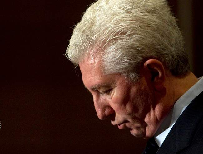 Gilles Duceppe speaks to reporters at a news conference Wednesday, May 11, 2011 in Laval, Que. Duceppe resigned as leader after the Bloc Quebecois was reduced to four seats in the federal election..THE CANADIAN PRESS/Ryan Remiorz.