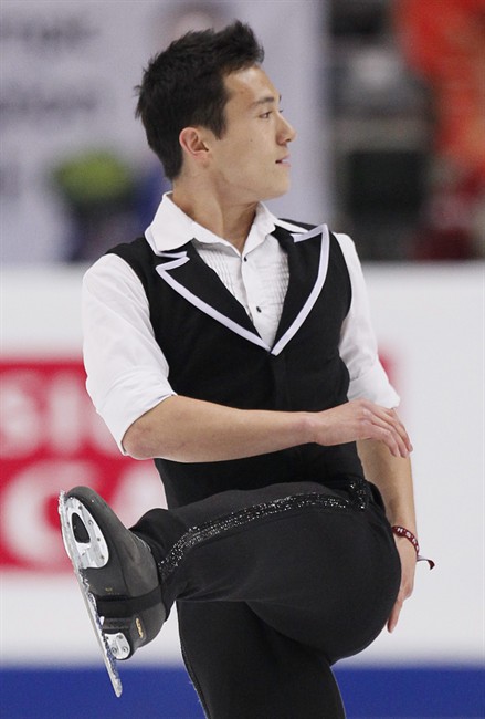 Canada's Patrick Chan skates his short program at the ISU Figure skating World championships in Moscow, Russia, Wednesday, April 27, 2011. (AP Photo/Dmitry Lovetsky).
