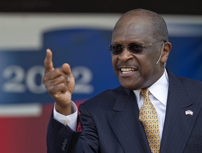 Herman Cain announces his run for Republican candidate for president at a rally on May 21, 2011 in Atlanta. He may not yet have the name recognition of Sarah Palin or Mitt Romney, but pizza executive Herman Cain is beginning to turn heads among Republicans and beyond as he proves unexpectedly popular in GOP presidential polling. THE CANADIAN PRESS/AP, David Goldman.
