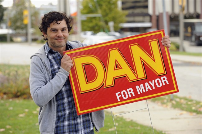 Actor Fred Ewanuick is shown in a handout photo from the TV show Dan for Mayor. Here's a nutty idea for a TV show. A slacker dude, with zero political experience, decides on a whim to run for political office. To the shock of his buddies back at the local bar - not to mention the electorate - he wins. No, it's not a pilot based on the recent NDP federal election wins by a posse of university students-turned-members of parliament in Quebec. THE CANADIAN PRESS/HO, CTV.