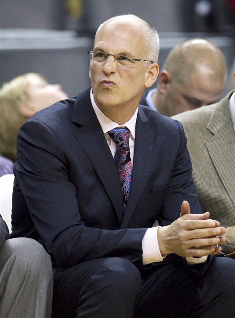 Toronto Raptors head coach Jay Triano makes a face as the Raptors lose to the Milwaukee Bucks in Toronto on March 30, 2011. Triano is out as head coach of the Toronto Raptors, Wednesday June 1, 2011. The NBA team says it will not exercise its option on his contract for next season. THE CANADIAN PRESS/Frank Gunn.