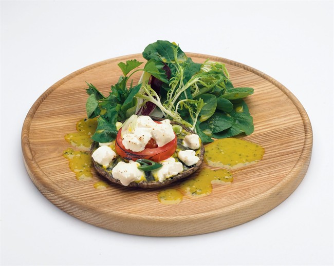 Grilled portobello mushrooms with goat cheese a light and easy salad