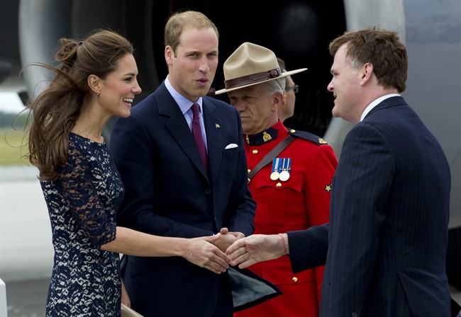 The Duke and Duchess of Cambridge William and Kate are greeted by Foreign Affairs Minister John Baird upon their arrival in Ottawa on Thursday June 30, 2011. THE CANADIAN PRESS/Frank Gunn.