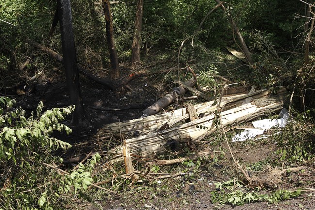 Shown is the scene of an auto accident Monday, June 20, 2011, in West Chester, Pa. West Goshen Township police say Jackass cast member Ryan Dunn and a passenger died after his car left the roadway and burst into flames. (AP Photo/Matt Rourke).