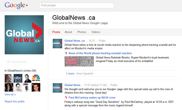 Global News joins Google+ - image