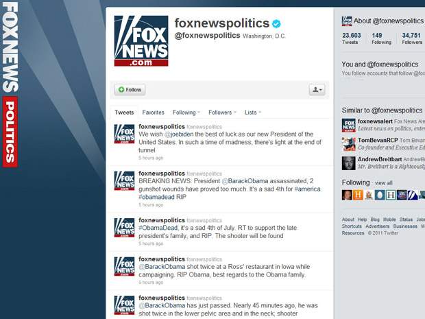 Fox News hackers falsely tweet that Obama assassinated - image