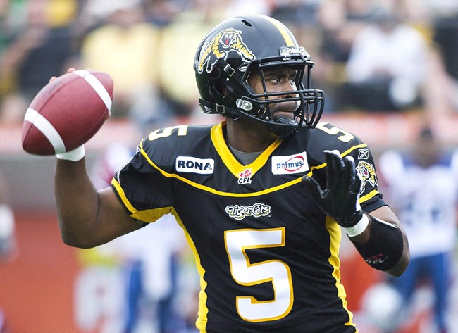 Hamilton Tiger-Cats quarterback Kevin Glenn throws the ball while playing against the Montreal Alouettes during first half CFL football action in Hamilton, Ont., on Wednesday, June 22, 2011. After starting the season with two losses, the Hamilton Tiger-Cats hope a few simple tweaks will get their sputtering offence going. THE CANADIAN PRESS/Nathan Denette.