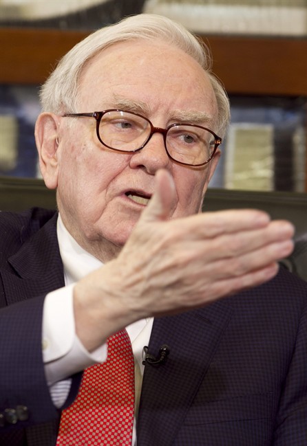 FILE - In this May 2, 2011 file photo, Warren Buffett, Chairman and CEO of Berkshire Hathaway, gestures during an interview on the Fox Business Network with Liz Claman, in Omaha, Neb. Buffett said Thursday, July 7, 2011, Congress is playing a dangerous game by considering not raising the U.S. debt ceiling.(AP Photo/Nati Harnik, file).