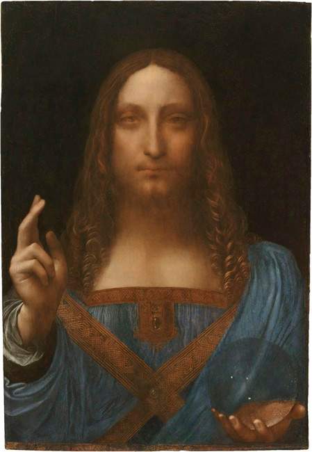 This undated handout photo provided by Robert Simon, shows a painting recently authenticated as the work of Leonardo da Vinci. "Salvator Mundi," dating to around 1500, will be on display at the National Gallery in the fall as part of a larger exhibition on the Renaissance artist, the London museum said Monday, July 11, 2011. It depicts a half-length figure of Christ with one hand raised in blessing and the other holding an orb. (AP Photo/Robert Simon).
