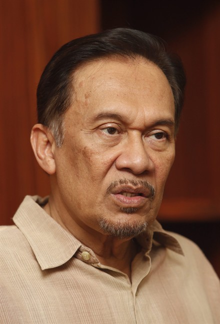 Malaysian opposition leader Anwar Ibrahim speaks during an interview in Lumpur, Malaysia, Wednesday, July 20, 2011.