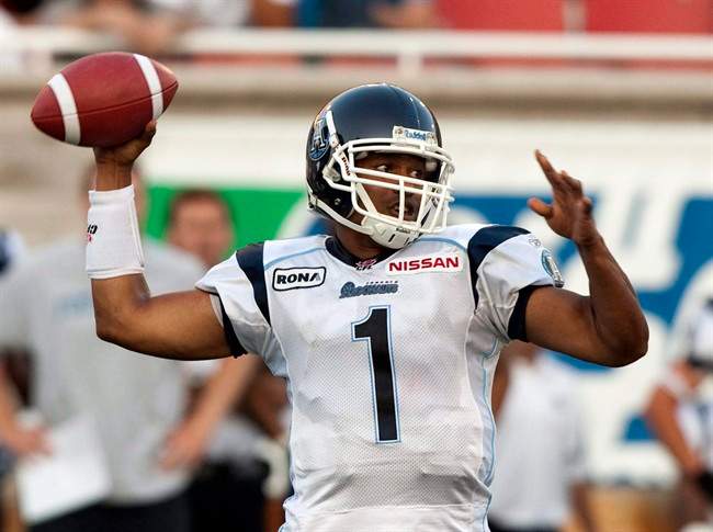 Toronto Argonauts quarterback Cleo Lemon throws a pass during first quarter Canadian Football League action against the Montreal Alouettes on July 15, 2011, in Montreal. Jim Barker is anxious to see which Cleo Lemon lines up under centre for the Toronto Argonauts on Thursday night, Aug. 4, 2011, against the Rogers Centre. THE CANADIAN PRESS/Ryan Remiorz.