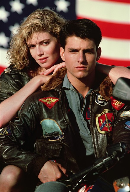 In this film publicity image released by Paramount Pictures, Kelly McGillis, left, and Tom Cruise are shown in a promotional image for the 1986 film, "Top Gun." THE CANADIAN PRESS/AP-Paramount Pictures.