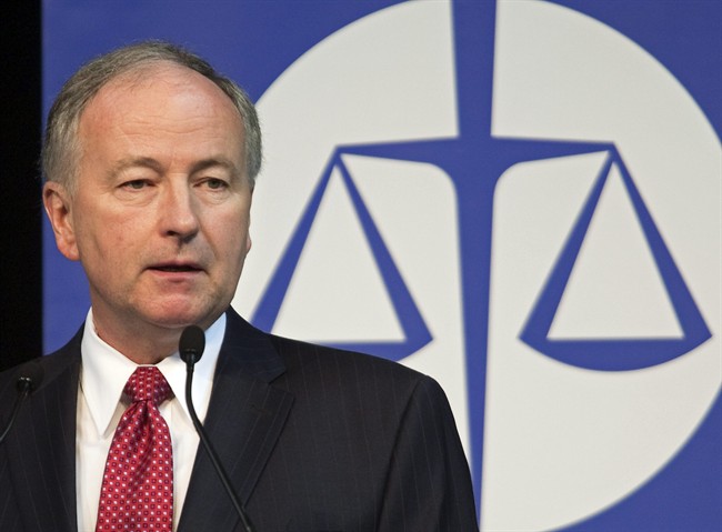 Justice Minister Rob Nicholson addresses the Canadian Bar Association's annual conference in Halifax on Monday, Aug. 15, 2011. THE CANADIAN PRESS/Andrew Vaughan.
