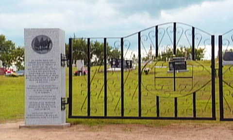 A war memorial in Batoche, Sask.
