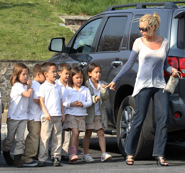 Kate Gosselin is pictured with her children in a scene from her reality show.