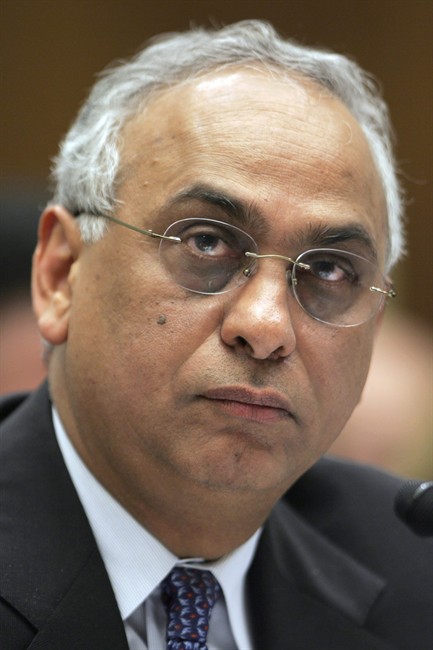 FILE - In this Oct. 22, 2008 file photo, Standard and Poor's President Deven Sharma testifies on Capitol Hill in Washington. The McGraw-Hill Cos., the parent of S&P, on Monday, Aug. 22, 2011 said Sharma is stepping down, an announcement coming only weeks after the rating agency's unprecedented move to strip the United States of its AAA credit rating. (AP Photo/Lawrence Jackson, File).