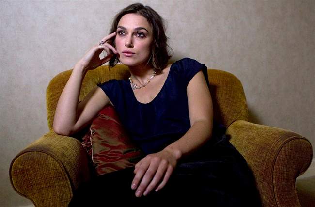 Keira Knightley is photographed as she promotes the film 'Dangerous Method' at the Toronto International Film Festival in Toronto on Sunday September 11, 2011. Knightley hates the fact that the release of “A Dangerous Method” will probably lead to a flurry of Google searches for “Keira Knightley nude” and “Keira Knightley spanked.”THE CANADIAN PRESS/Chris Young.