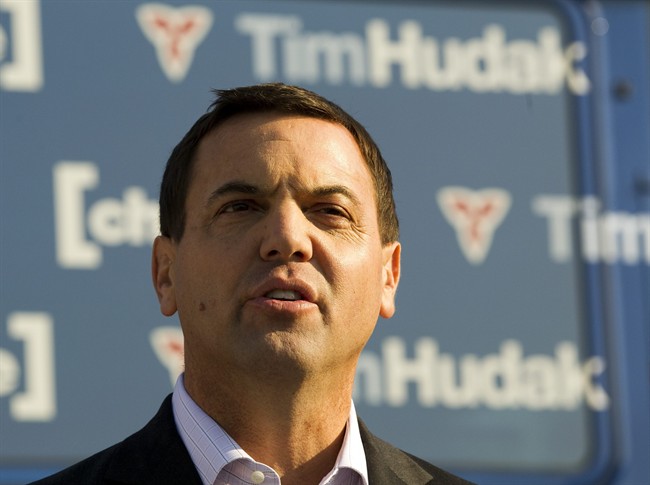 Ontario Conservative leader Tim Hudak speaks during a campaign event on Monday September 12, 2011 in Mississauga, Ontario. THE CANADIAN PRESS/Frank Gunn.