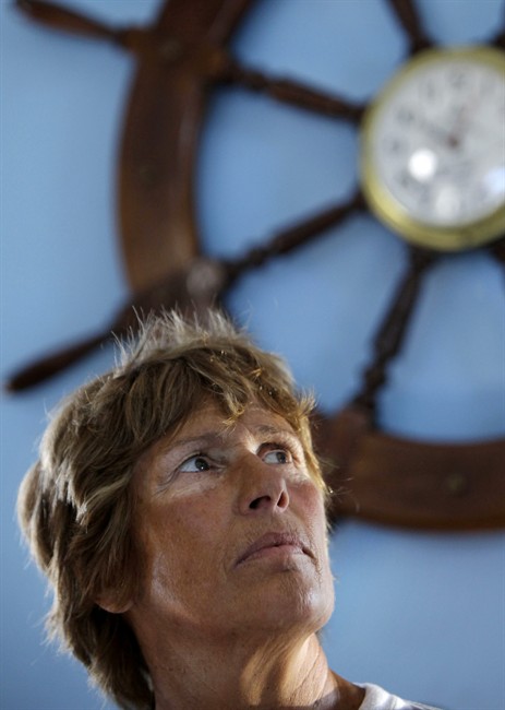 U.S. swimmer Diana Nyad gives a press conference to announce her swim from Cuba to Key West, Florida, in Havana, Cuba, Friday Sept. 23, 2011. Endurance athlete Nyad is preparing for a second attempt to swim from Cuba to Florida and set a world record at the age of 62. The Los Angeles woman fell short in a previous attempt at the swim last month, calling it off after 29 hours in the water and about halfway through the 103-mile (166-kilometer) journey. (AP Photo/Javier Galeano).