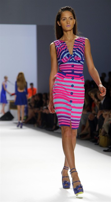 Fashion from the Spring 2012 collection of Nanette Lepore is modeled on Wednesday, Sept. 14, 2011, during Fashion Week in New York. (AP Photo/Bebeto Matthews).