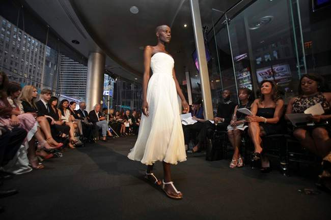 The Carmen Marc Valvo Spring 2012 collection is modeled Saturday, Sept. 10, 2011, during Fashion Week in New York. (AP Photo/Dan Balilty).