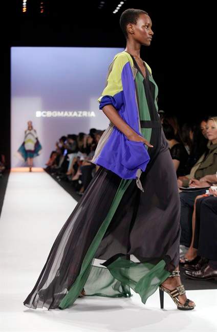 The spring 2012 collection of BCBGMAXAZRIA is modeled during Fashion Week in New York, Thursday, Sept. 8, 2011. (AP Photo/Richard Drew).