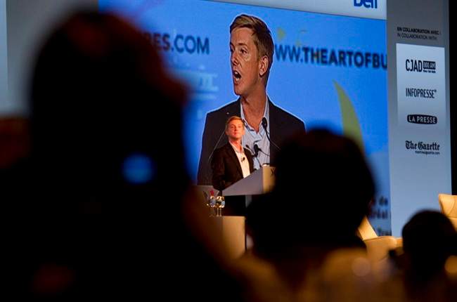 Chris Hughes, the co-founder of Facebook, delivers a luncheon speech Tuesday, September 27, 2011 in Montreal. THE CANADIAN PRESS/Paul Chiasson.