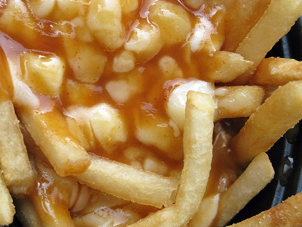 A close-up of poutine.