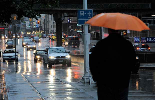 Rainy weather in Vancouver.