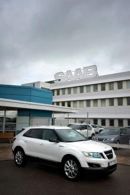 Spyker Cars Saab factory in Trollhattan western Sweden Wednesday Sep. 07, 2011. The owner of cash-strapped car maker Saab filed for bankruptcy protection on Wednesday in a last-ditch attempt to salvage a brand crippled by production stoppages, withheld salary payments and mounting debt. (AP Photo/Bjorn Larsson Rosvall / SCANPIX) SWEDEN OUT.