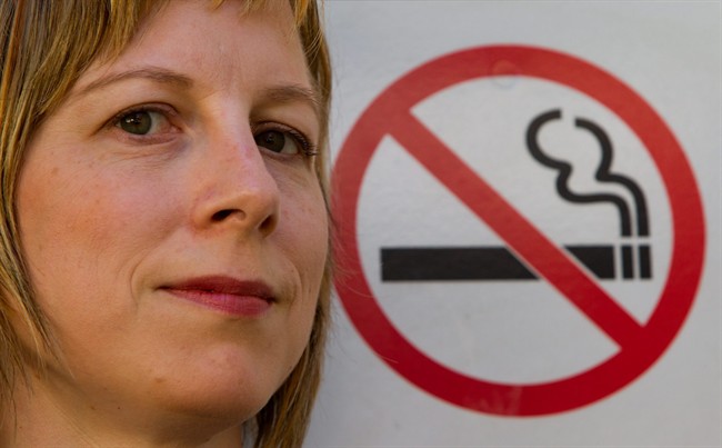 Former Degrassi actress Rebecca Haines-Saah poses for a photograph in Vancouver, B.C., on Friday September 9, 2011. Haines-Saah is doing a stop-smoking study with 20-somethings as postdoctoral research at the University of British Columbia. THE CANADIAN PRESS/Darryl Dyck.