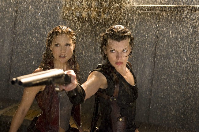 In this publicity image released by Sony Screen Gems Films, Ali Larter, left, and Milla Jovovich are shown in a scene from, "Resident Evil: Afterlife." Emergency officials say sixteen people were hurt after falling off a platform at the Toronto movie set of Resident Evil 5. THE CANADIAN PRESS/AP, Sony Screen Gems, Rafy.