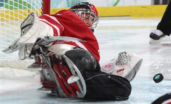 Canada's Paul Rosen makes a save against Japan during second period semi-final ice sledge hockey action at the 2010 Winter Paralympics in Vancouver, B.C., on Thursday March 18 2010. Rosen figures he suffered five concussions during his sledge hockey career, which included three Paralympics -the team took gold at the 2006 Games in Torino - and five world championships. THE CANADIAN PRESS/Darryl Dyck.