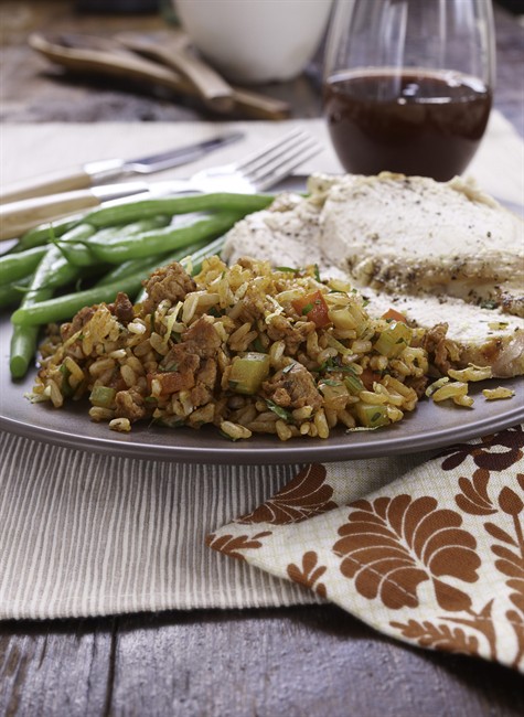 Chorizo sausage and rice stuffing is shown in this undated handout photo. THE CANADIAN PRESS/HO, USA Rice Federation.