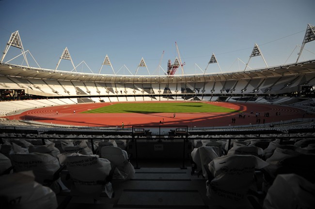 A general view of the London 2012 Olympic stadium, London, Monday, Oct. 3, 2011. (AP Photo/Ben Stansall, Pool).