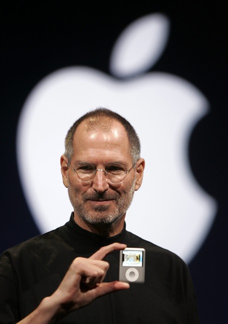 FILE - In this Sept. 5, 2007, file photo, Apple CEO Steve Jobs introduces the Apple Nano in San Francisco. Apple on Wednesday, Oct. 5, 2011 said Jobs has died. He was 56. (AP Photo/Paul Sakuma, File).