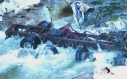 Diesel truck wreckage left in the Fraser River - image