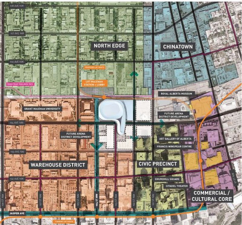 The proposal aims to rezone both locations to the “arena entertainment district.” The change would allow buildings up to 180 metres tall, and increased opportunities for signage.
