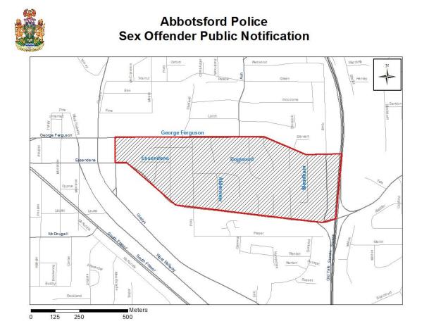 Abbotsford police release map showing area where sex offender lives - image