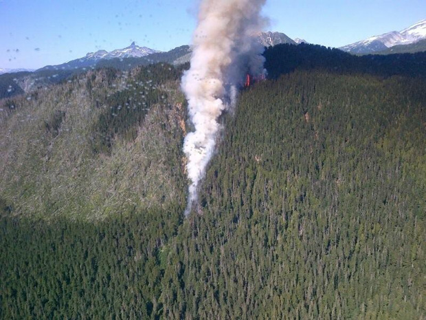 File photo. A two hectare blaze has sparked 13km east of Squamish, and is currently being battled by BC Wildfire Service crewmembers.