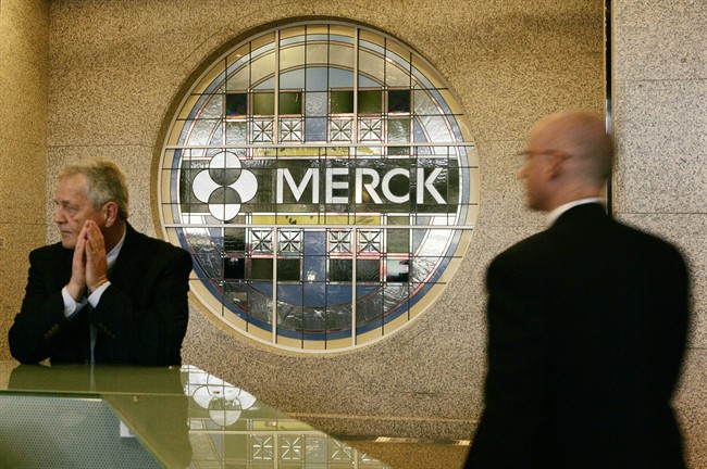 This Wednesday, April 15, 2009, file photo, shows the lobby of Merck  Company's former world headquarters in Whitehouse Station, N.J.  (AP Photo/Mel Evans).